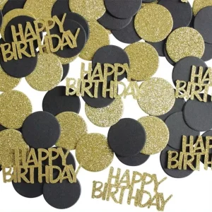 100 confettis birthday doré noir