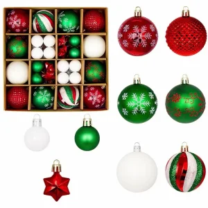 44 boules Noël Vert Rouge Blanc