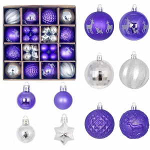 44 boules Noël Violet et Argent